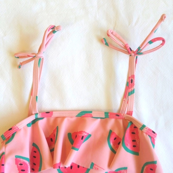 andy & evan watermelon print ruffle one piece swimsuit 3T toddler girls - Picture 2 of 7